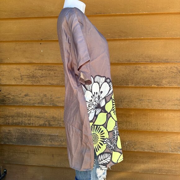 Miss Look Grey Floral Short Sleeve Top Size XL - Picture 6 of 8